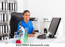 africano feminino, americano, cientista