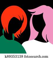 An abstract vector illustration of two diverse women