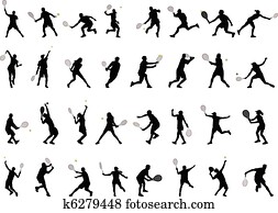 jogadores tênis, silhuetas