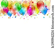 Set party balloons, confetti with space for text Set party balloons, confetti with space for text