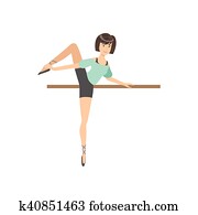 女の子 中に ピンク スカート 中に バレエ ダンス クラス 運動 で 棒 クリップアート 切り張り イラスト 絵画 集 K Fotosearch