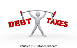 3d, mensje, het tilen, schuld, en, belastingen