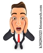 3d, איש עסקים, עם, הדהם, ביטוי פרצופי