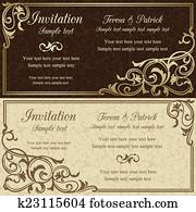 barroco, invitación boda, marrón