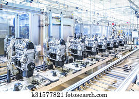 car, motores, em, transportador, linha