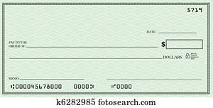 cheque en blanco, con, espacio abierto, para, su, texto