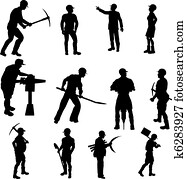 de arbeider van de bouw, silhouettes