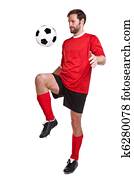 Footballer cut out on white