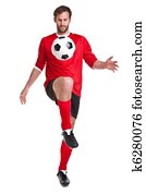 Footballer cut out on white
