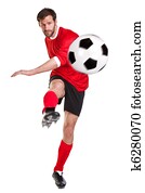 Footballer cut out on white