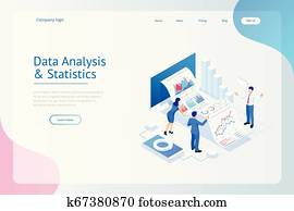 Isometric Expert team for Data Analysis, Business Statistic, Management, Consulting, Marketing. Landing page template concept. Isometric Expert team for Data Analysis, Business Statistic, Management, Consulting, Marketing. Landing page template concept.