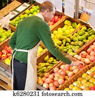 Man Working in Grocery Store