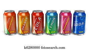 Set of refreshing soda drinks