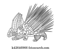 Steampunk style porcupine coloring book vector Steampunk style porcupine coloring book vector