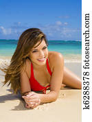 young woman in a bikini in hawaii young woman in a bikini in hawaii