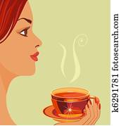 girl with cup of tea girl with cup of tea