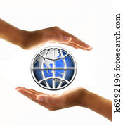 globe in hands