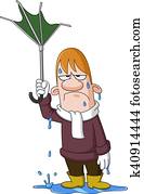 Man with broken umbrella Man with broken umbrella