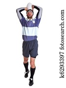 Rugby player cut out on white