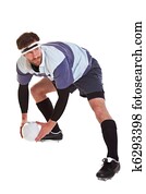 Rugby player cut out on white