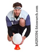 Rugby player cut out on white