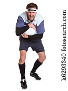 Rugby player cut out on white