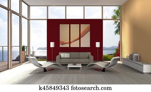 seaside living room interior with glass front seaside living room interior with glass front