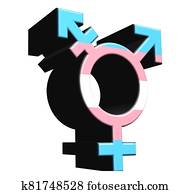 Transgender symbol, sing in transgender flag colors. 3D Illustration