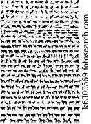 alto, qualidade, animais, silhuetas