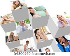 Collage of people talking on the phone