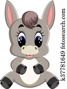 cute, burro, caricatura cute, burro, caricatura