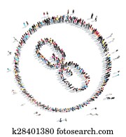 gente en, forma, de, un, chain.