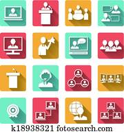 geschäftsmenschen, versammlung, heiligenbilder, satz