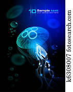 Jellyfish at the black background Jellyfish at the black background
