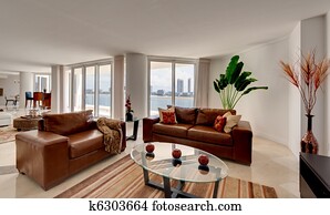 Leather Sofa in Modern Apartment Leather Sofa in Modern Apartment