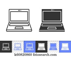 Open Laptop simple black line vector icon Open Laptop simple black line vector icon