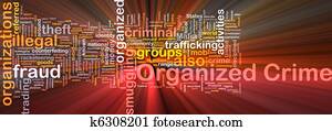 Organized crime background concept glowing