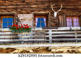 Rustic old Alpine hut architecture details Rustic old Alpine hut architecture details