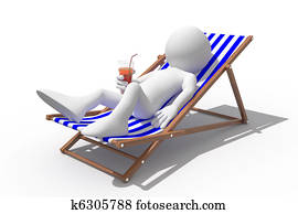 Tourist lying on a deck chair