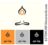 wektor, logo, ikona, osoba, czyn, rozmyślanie, i, yoga