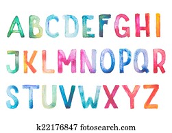 צבעוני, וואטארכולור, aquarelle, פונט, הדפס, האנדוורוט, העבר, צייר, שרבט, אי.בי.סי, אלפבית, letters.