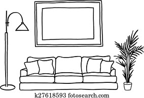 couch and blank picture frame, vect couch and blank picture frame, vect