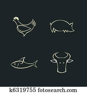 cow,, fish,, huhn, und, schwein cow,, fish,, huhn, und, schwein