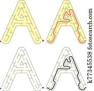 Easy alphabet maze - letter A Easy alphabet maze - letter A