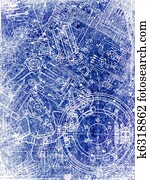 parchment sheet with blueprint