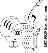 piano,, gitarre, und, gesicht piano,, gitarre, und, gesicht