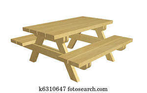 Wooden picnic table, 3d illustration Wooden picnic table, 3d illustration