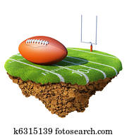 כדורגל אמריקאי, field,, מטרה, ו, כדור, בסס, ב, קטן, כוכב לכת