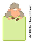 ציור היתולי, sheep, עם, הסגר