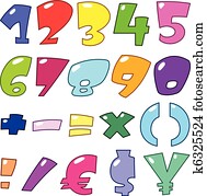 Cartoon numbers and signs